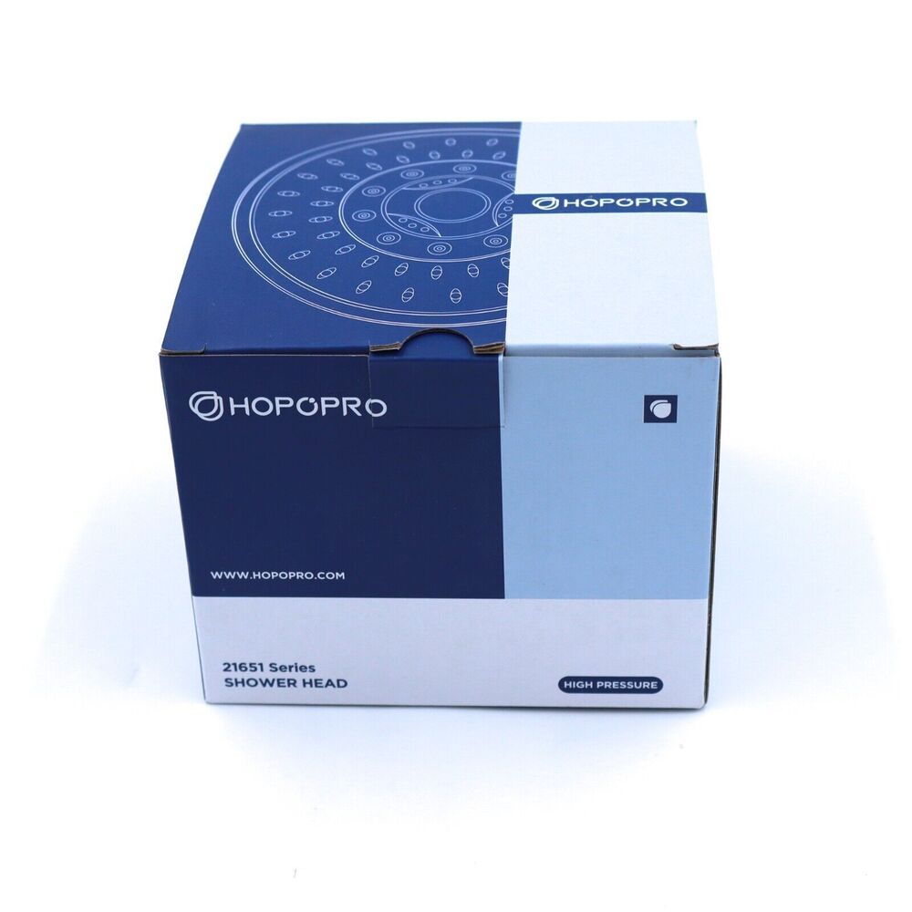 HOPOPRO 21651 High Pressure Shower Head 5 Settings Fixed 4.1 Inch NEW OPEN BOX!